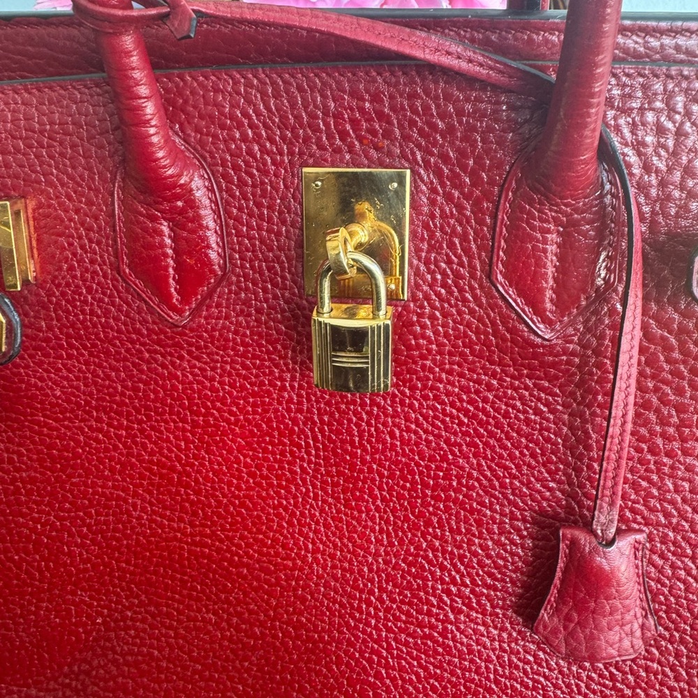 Hermes Haute a Courroies size 32cm - RED REPAINTED - Picture 4 of 17